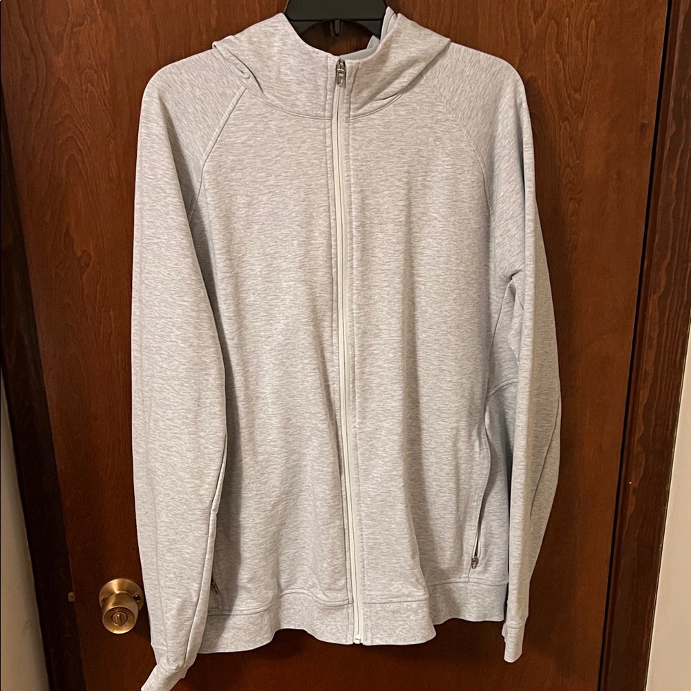 lulu City Sweat Full Zip Hoodie Light Gray Size XL small stain on right sleeve